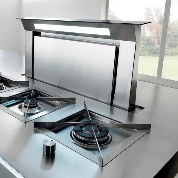 Falmec Cappa Down Draft CDDW20.E1P2 120 cm Acciaio Inox 800 m3/h con Aspirazione Perimetrale e Illuminazione LED