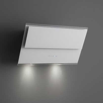 Falmec Verso Cappa Aspirante a Parete 55 cm Vetro Temperato Lucido Bianco 800 m³/h con Pulsantiera Touch e Filtro Antigrasso