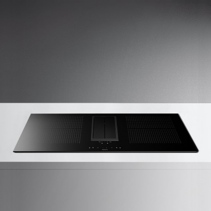 Falmec Quantum Piano Cottura a Induzione 84 cm con Aspirazione Integrata, 4 Fornelli, Vetroceramica Nero, Motore 600 m3/h