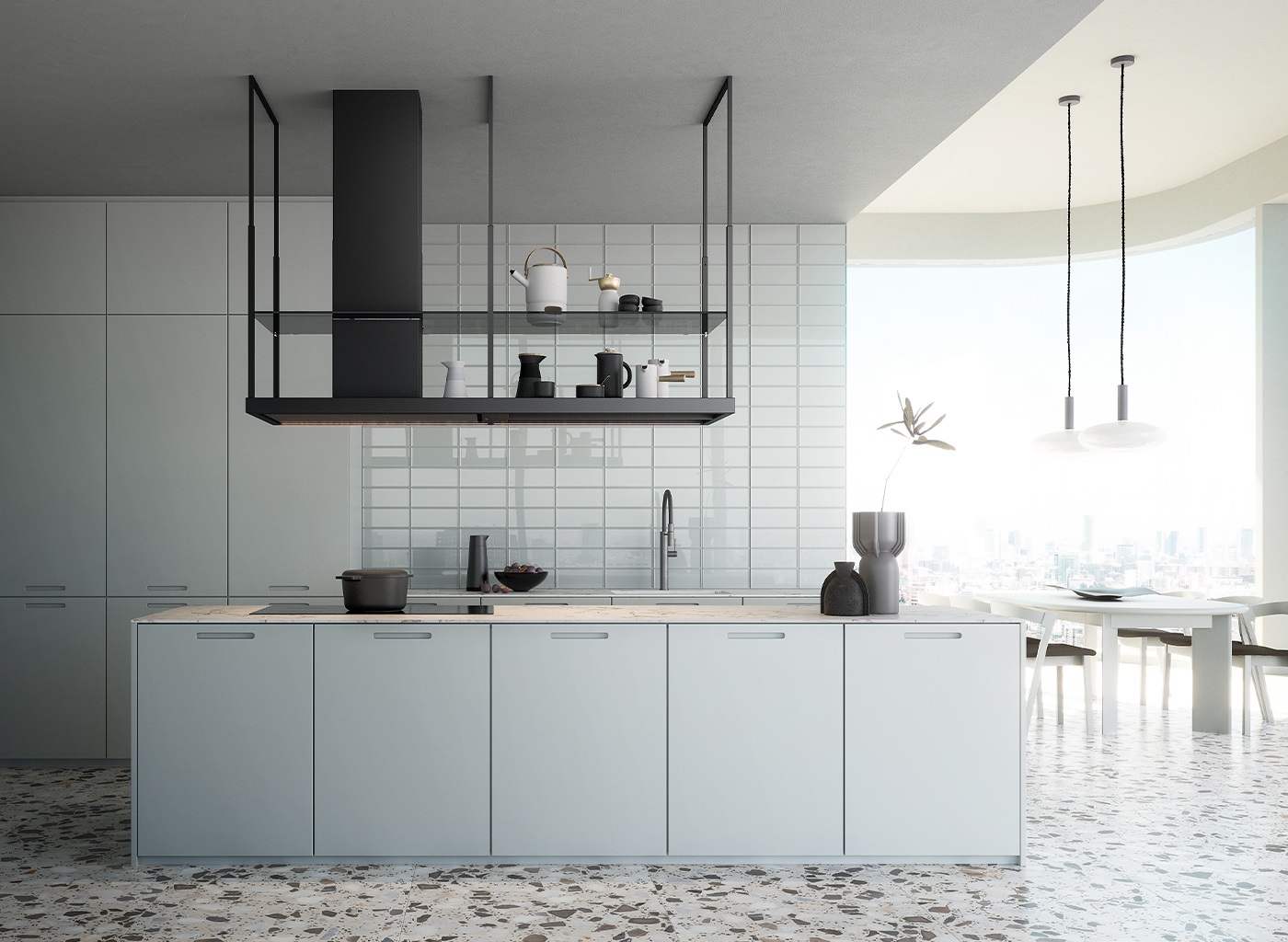 Falmec Europa 175 Black Cappa Aspirante a Isola Nero 800 m³/h Classe A, Filtro Antigrasso Metallico