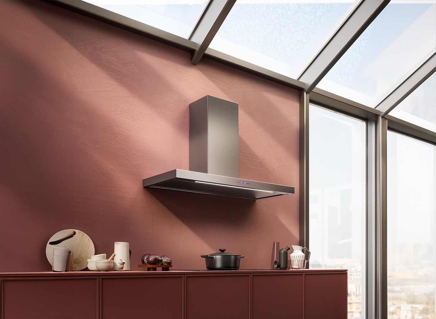 Falmec Plane Plus Cappa a Isola 90 cm Nero 800 m³/h Aspirante/Filtrante Classe A