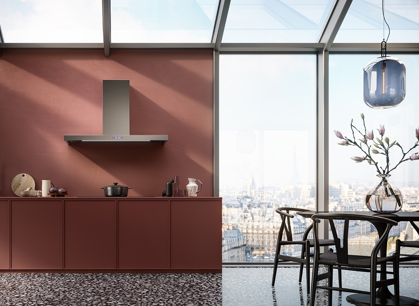 Falmec Plane Plus NRS Cappa a Parete 90 cm Nero 800 m³/h Acciaio Verniciato Tecnologia NRS Silenziosa con Luce LED Dimmerabile