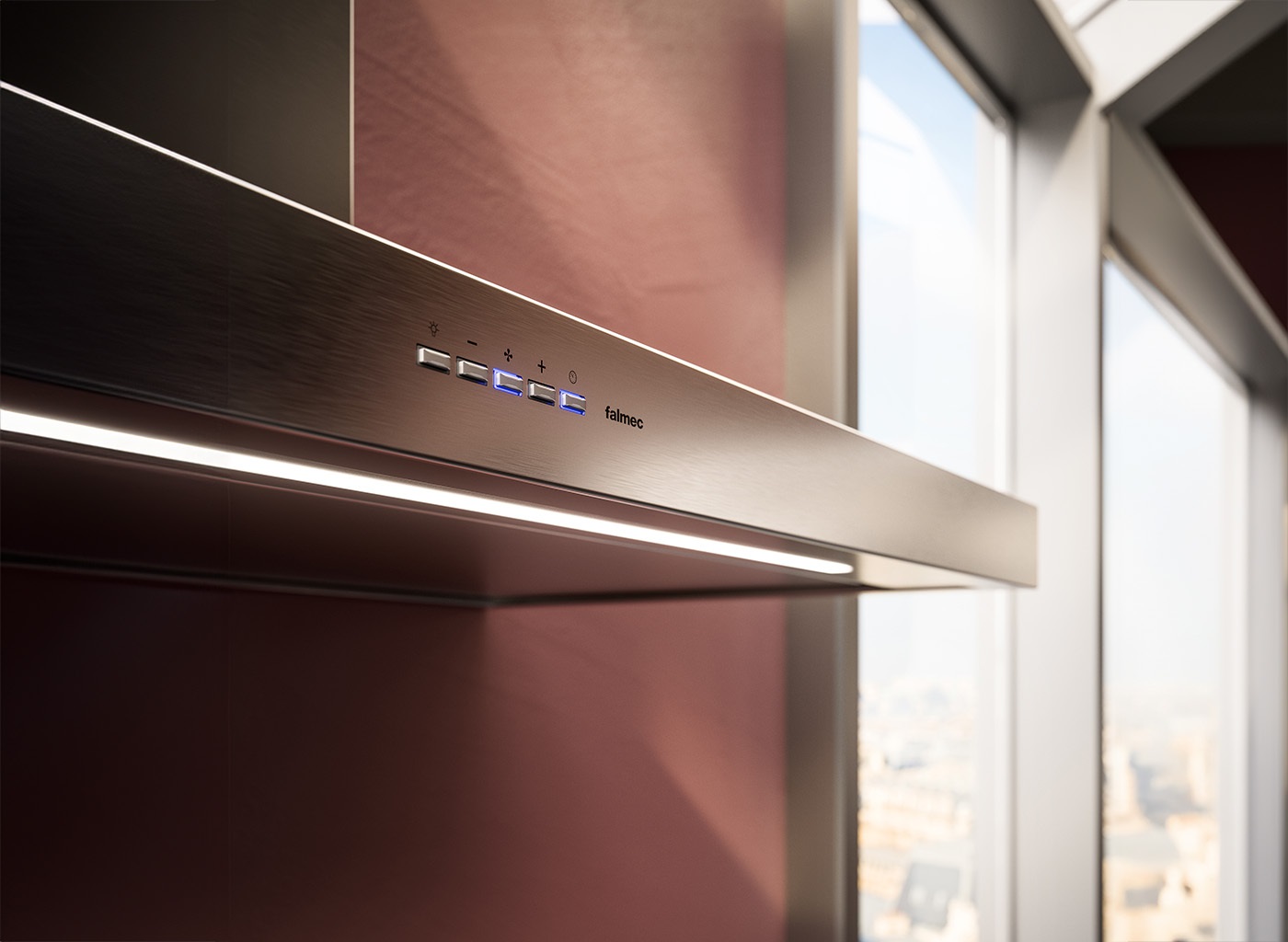 Falmec Plane Plus NRS Cappa a Parete 90 cm Nero 800 m³/h Acciaio Verniciato Tecnologia NRS Silenziosa con Luce LED Dimmerabile