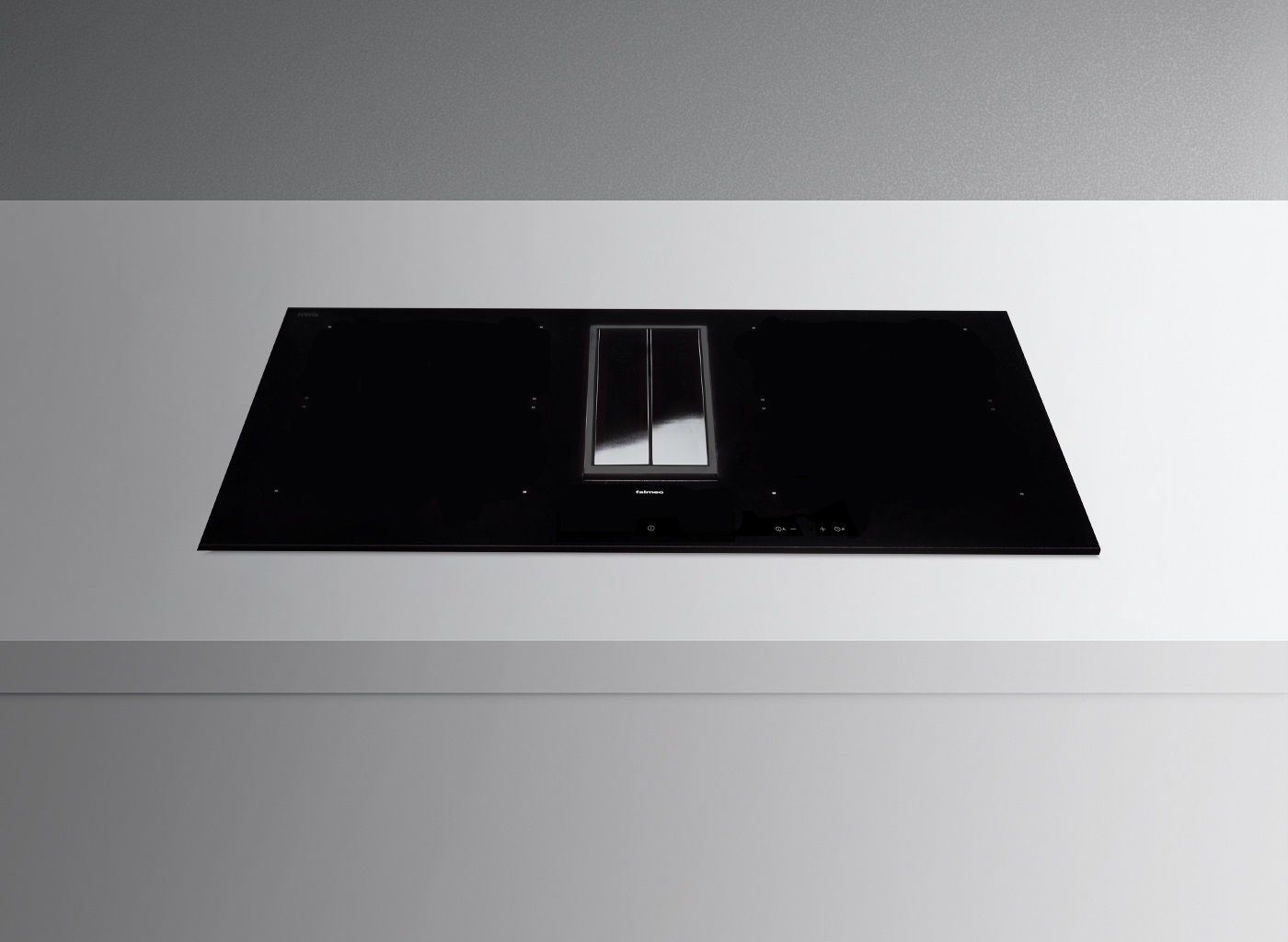 Falmec Quantum Pro Easy Piano Cottura a Induzione 84 cm Nero con Cappa Integrata, 4 Zone Cottura, Aspirazione 600 m3/h, Vetroceramica