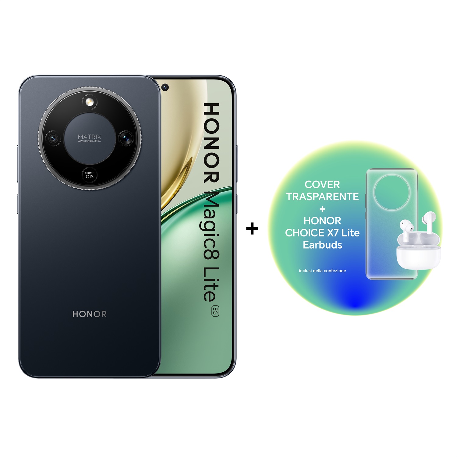 Honor Magic8 Lite 5G - Smartphone 6.79'' con 8 GB RAM, 256 GB, Fotocamera 108 MP, Batteria 7500 mAh
