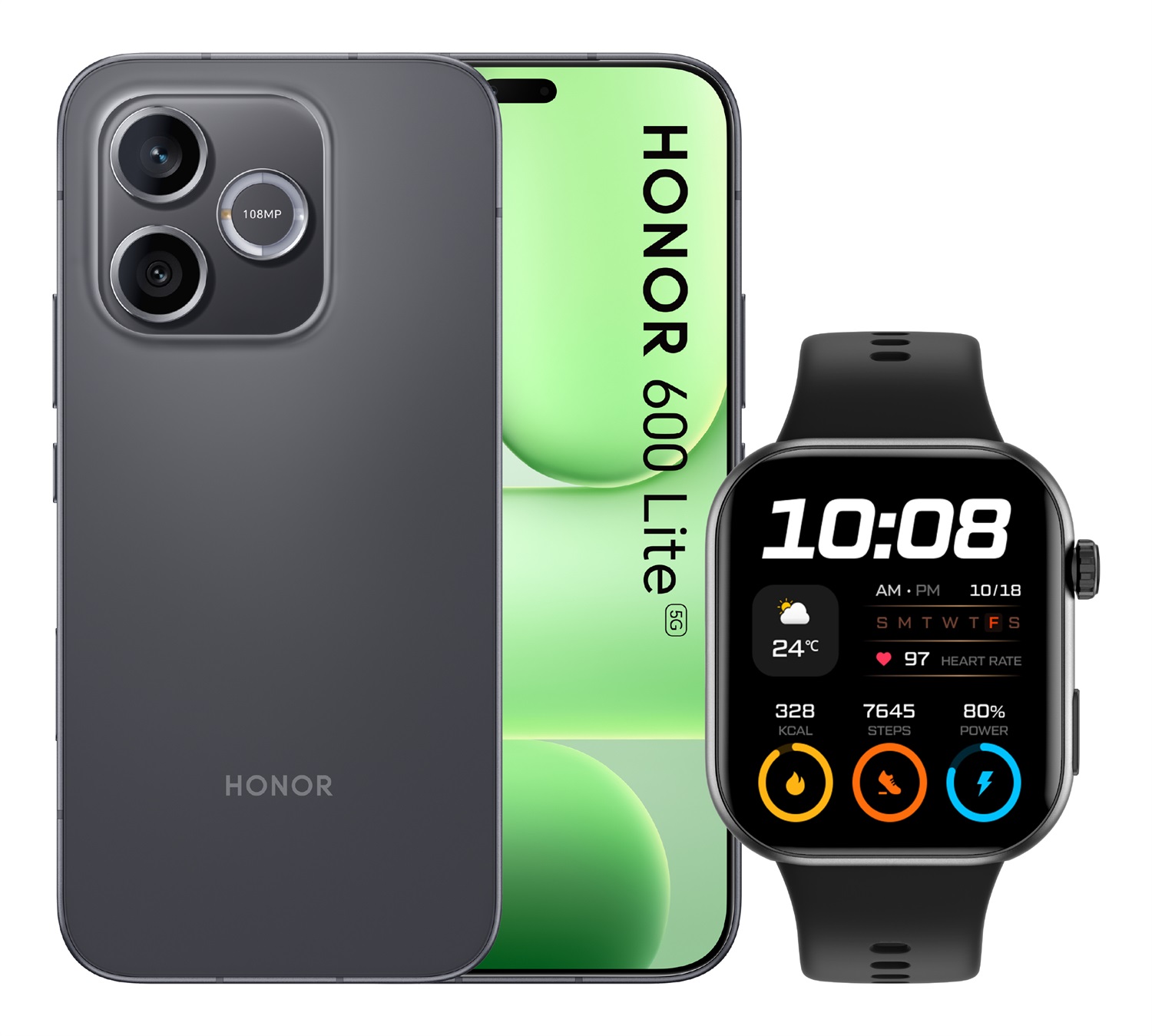 Honor BUNDLE 600 LITE 256GB Nero con WATCH 2i - Display 6.6'', 8GB RAM, 108MP, Doppia SIM, 5G