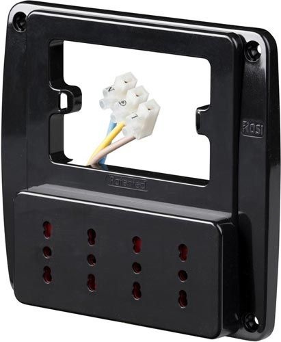 ROSI Multipresa da Parete Nera 4 Prese Bivalenti 10/16A 250V IP20