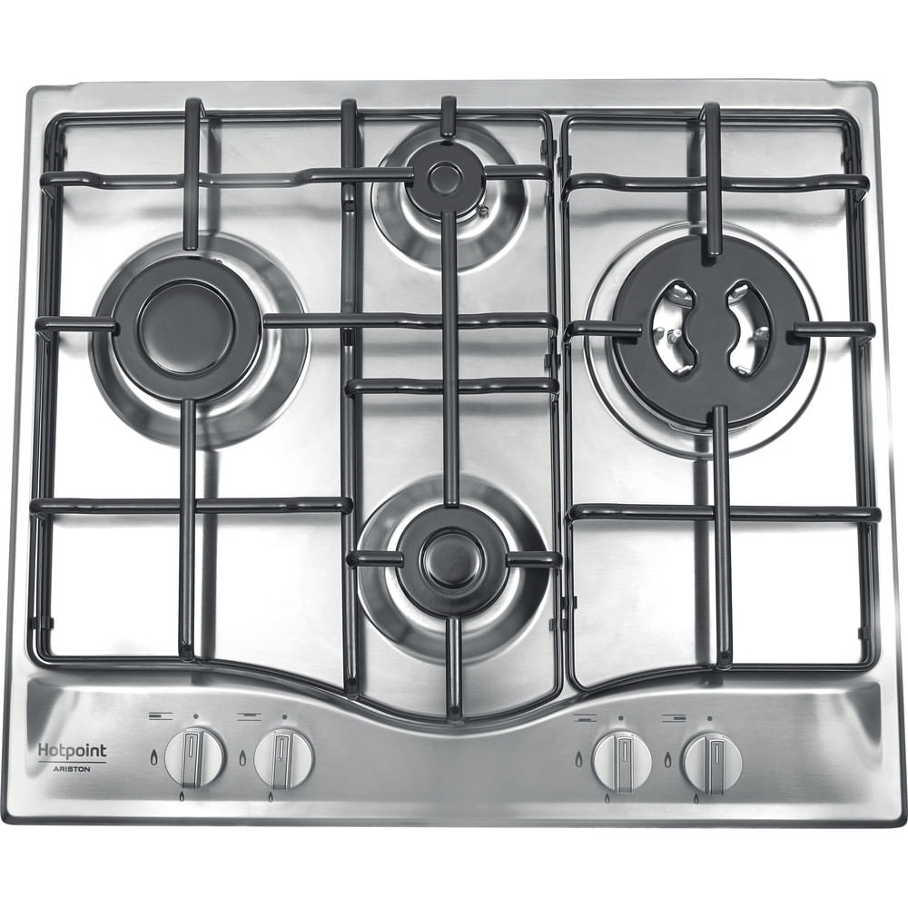 Hotpoint Ariston Piano Cottura a Gas PCN 642 T/IX/HAR - 60 cm, Acciaio Inox, 4 Fuochi con Bruciatore Tripla Corona, Griglie Smaltate, Accensione Elettronica