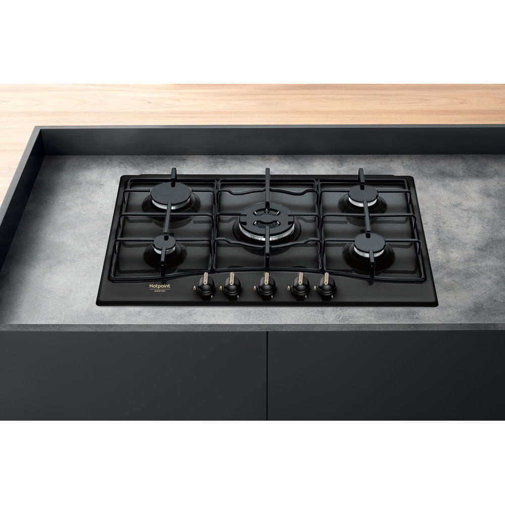 Hotpoint Piano Cottura a Gas PCN 750 T (AN) R/HA - 5 Fuochi, Tripla Corona, Griglie Smaltate, Antracite