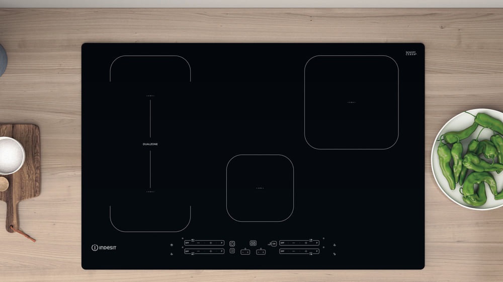 Indesit IB 21B77 NE Piano Cottura a Induzione 77 cm, 4 Zone, Vetroceramica Nero, Da Incasso