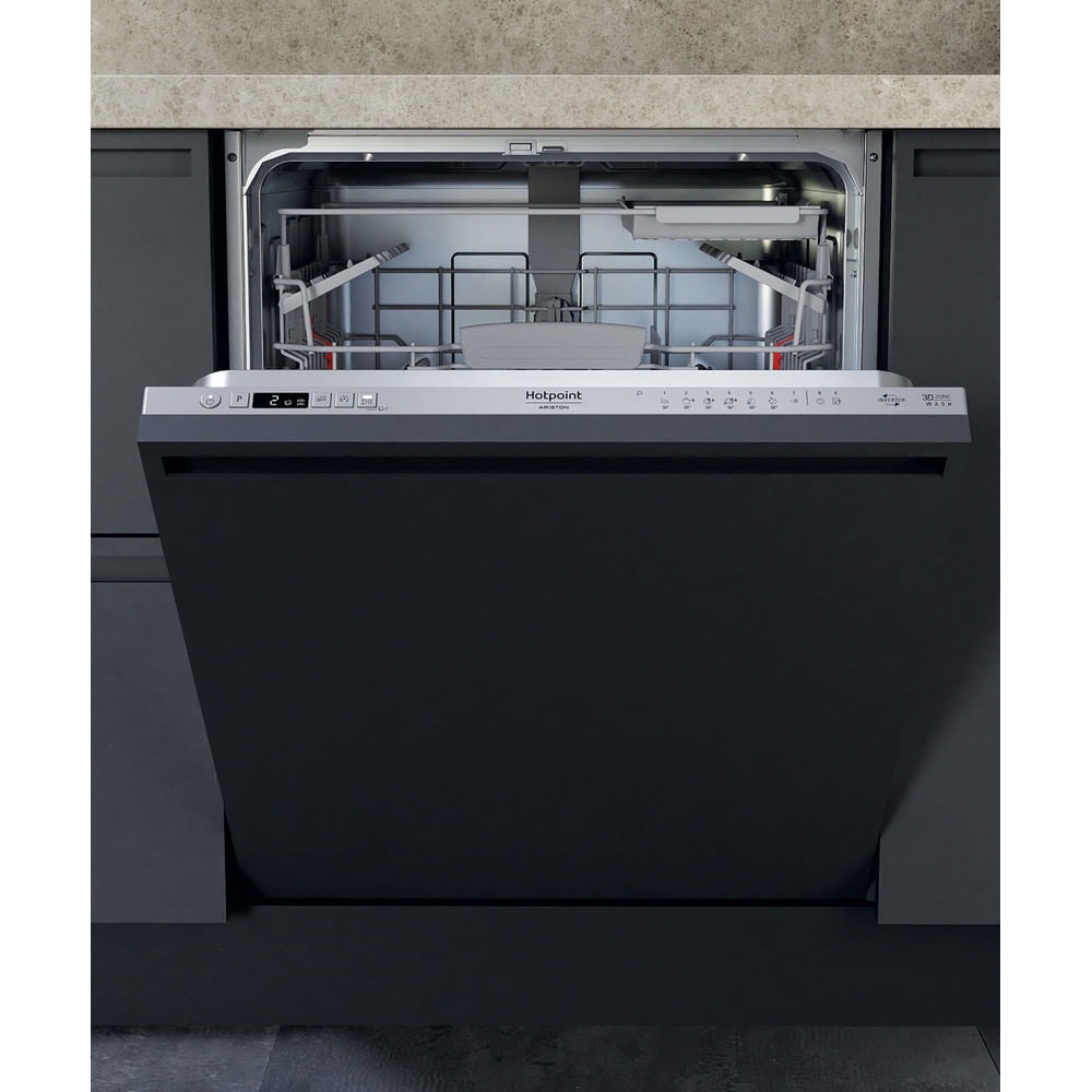 Hotpoint Ariston Lavastoviglie da incasso HIC 3C41 CW - 60 cm, 14 coperti, Classe C, Acciaio inossidabile, 9 programmi, Avvio ritardato fino a 24 ore, 41 dBA, Argento