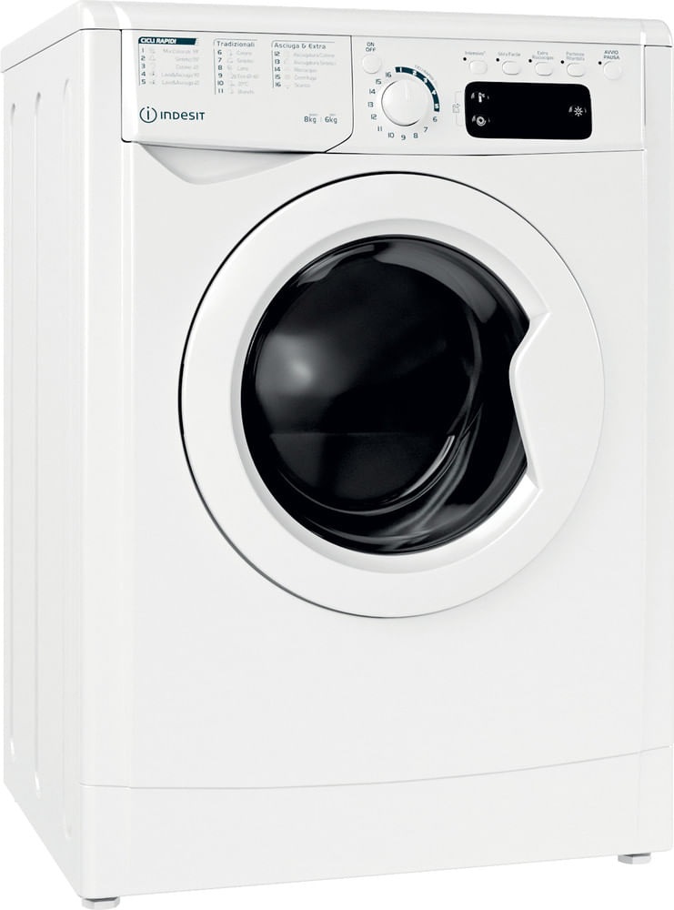 Indesit EWDE 861483 W IT N - Lavasciuga 8kg Carica Frontale, Libera Installazione, Centrifuga 1400 Giri/min, Classe Energetica D, Dimensioni 59,5x53,5x85 cm, Cerniera Porta Sinistra