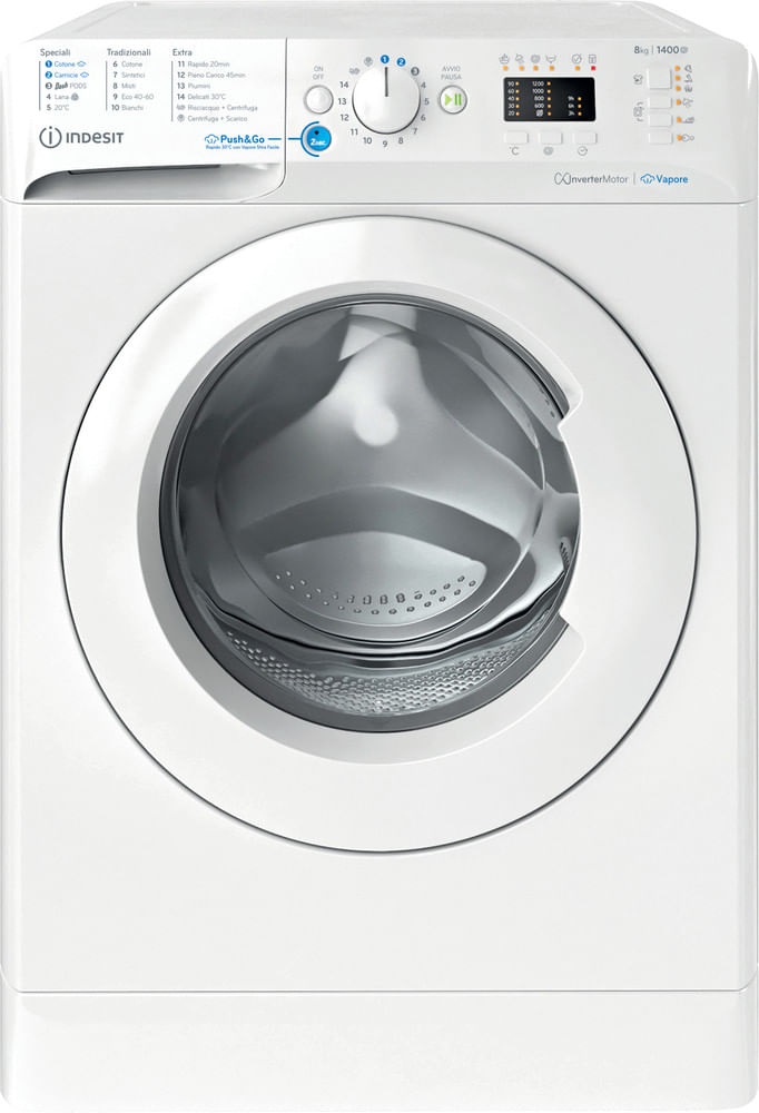 Indesit Lavatrice a libera installazione BWA 81496X WV IT - 8 kg, Classe A, 1400 giri/min, Carica Frontale, Vapore