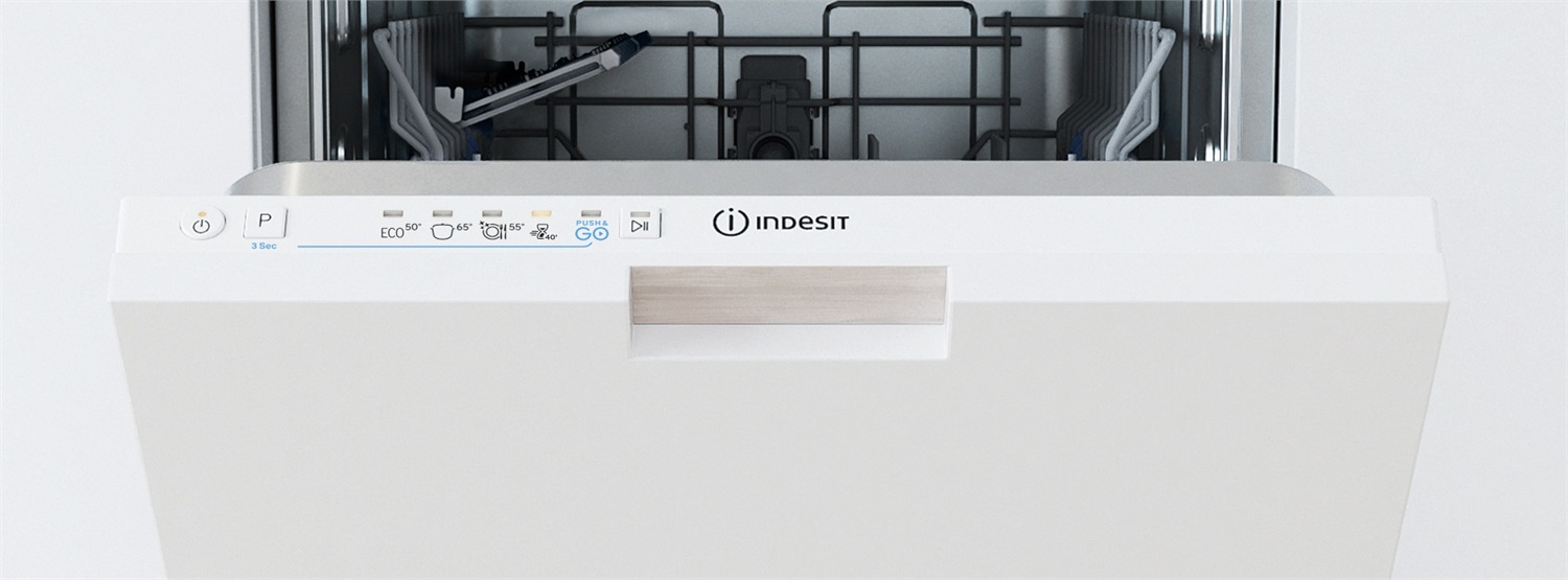 Indesit Lavastoviglie A Scomparsa Totale 45 cm, 10 Coperti, Classe E, Push&Go, 46 dBA, Bianco