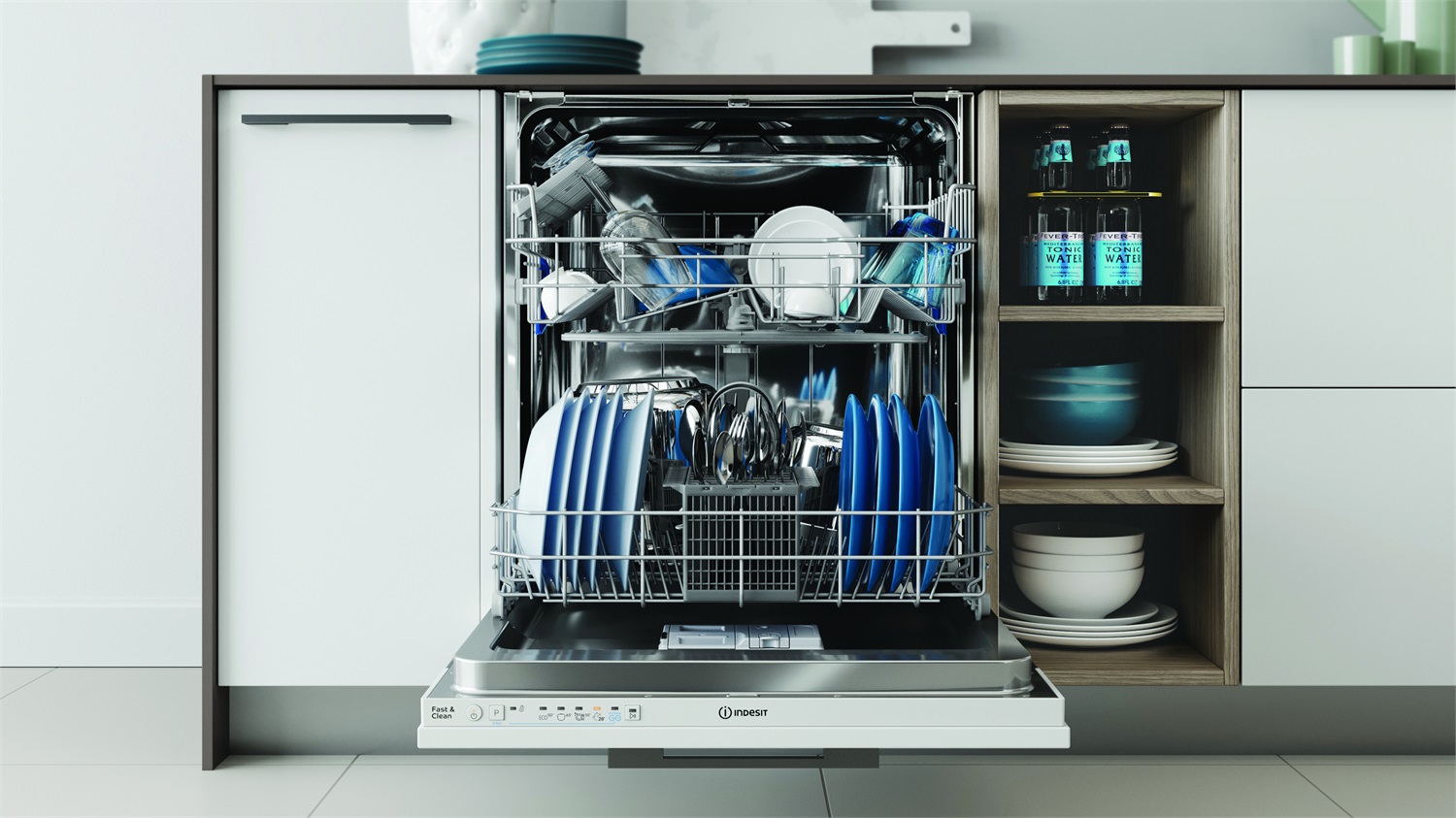 Indesit IN2IE14CNP80 Lavastoviglie a Scomparsa Totale 60 cm, 14 Coperti, Classe E, 49 dBA, 5 Programmi, Funzione Push&Go