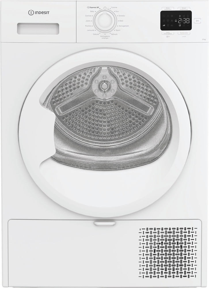Indesit C YD 83D WW IT - Asciugatrice 8 Kg A Pompa di Calore, Libera Installazione, Classe D, Filtro 2 In 1, Ciclo Veloce, Cotone Eco, Refresh, EXPRESS 30'
