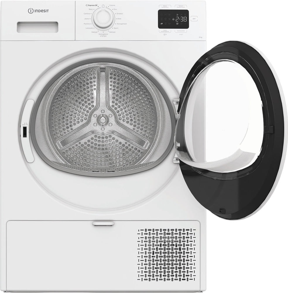 Indesit C YD 83D WW IT - Asciugatrice 8 Kg A Pompa di Calore, Libera Installazione, Classe D, Filtro 2 In 1, Ciclo Veloce, Cotone Eco, Refresh, EXPRESS 30'