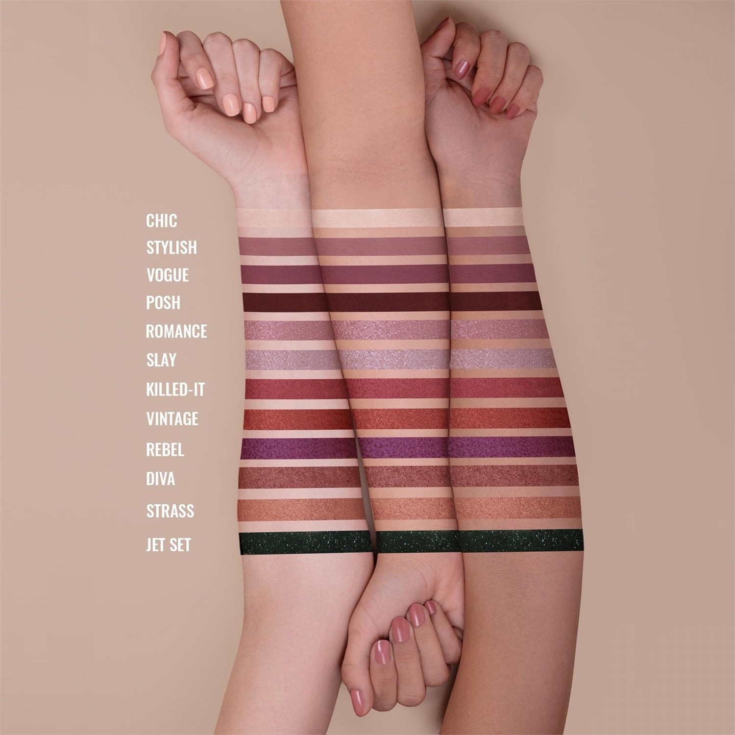 MESAUDA Glam'Eyes Palette - 12 Ombretti Compatti in 3 Texture (Matt, Shimmer, Duo-Chrome)