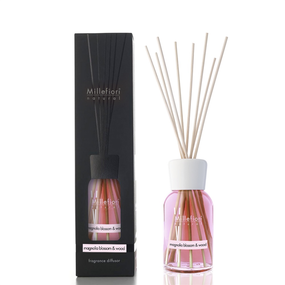 Millefiori Milano Diffusore a Bastoncini Magnolia Blossom & Wood 250 ml - Fragranza Fresca con Note Fiorite e Legnose