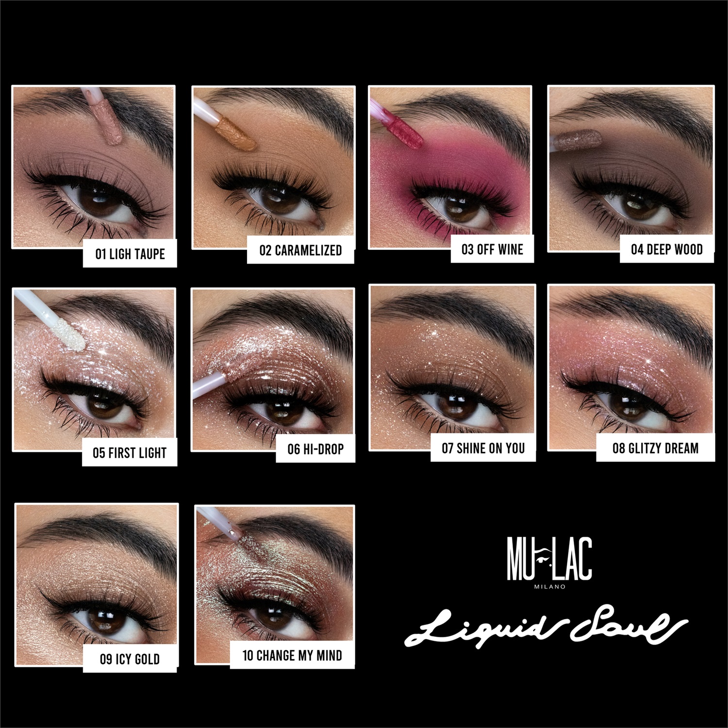 Mulac Liquid Soul Pigmento Liquido Multiuso 07 Shine On You - Glitter Multichrome per Occhi, Viso e Labbra, Vegan e Cruelty Free, 4 ml