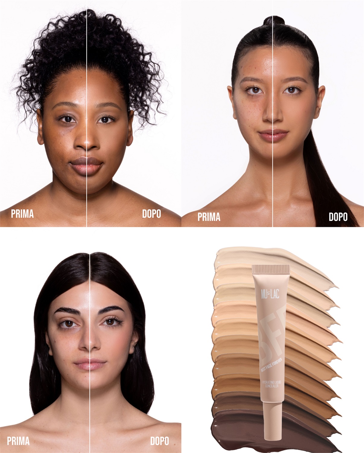 Mulac BFF Correttore Liquido Idratante Jason 60 - 10 ml, Texture Leggera e Idratante, Media Coprenza, Finish Demi Matte, Vegan