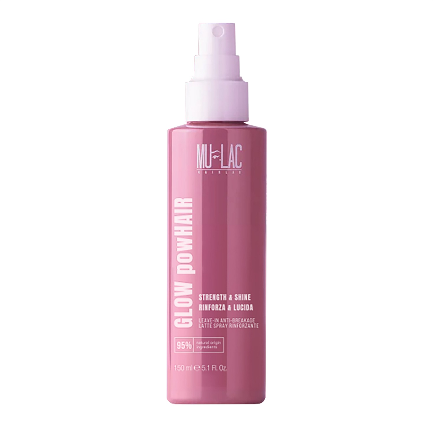 Mulac Glow Powhair Latte Spray Rinforzante Leave-in 150 ml - Senza Risciacquo, a pH Acido, con Fiber&Scalp Algagel e Aminoacidi