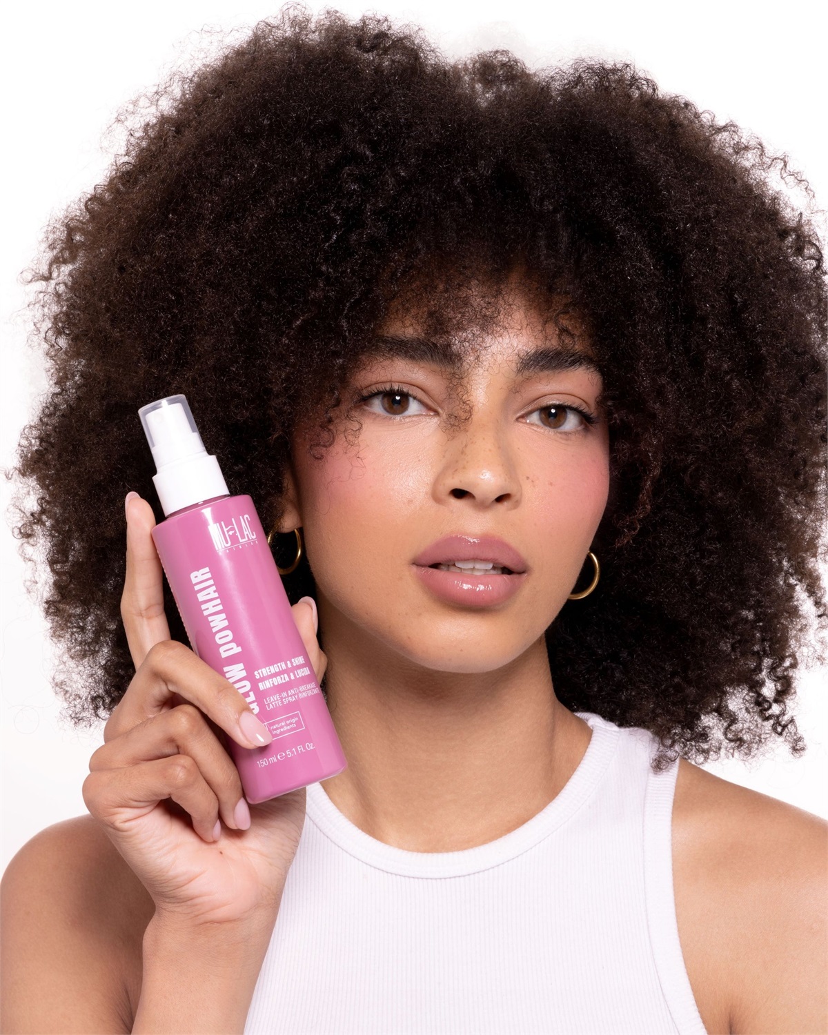 Mulac Glow Powhair Latte Spray Rinforzante Leave-in 150 ml - Senza Risciacquo, a pH Acido, con Fiber&Scalp Algagel e Aminoacidi
