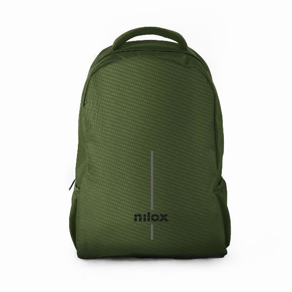 Nilox NXBPBASICECO Zaino Porta PC 15.6'' Verde in Materiale Riciclato con Doppio Scompartimento Interno