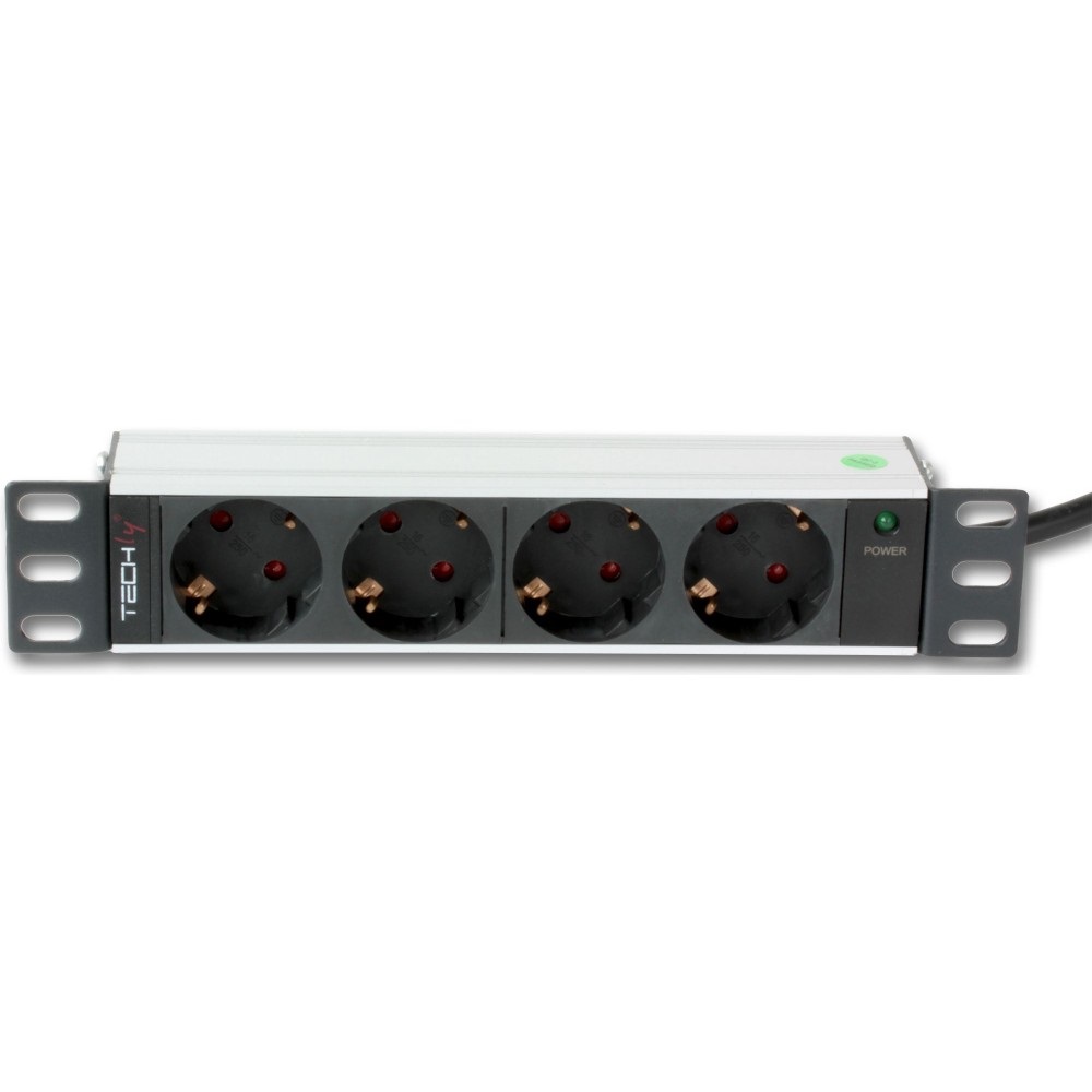Techly I-CASE M10-4D PDU 4 Prese Schuko 1U per Rack 10