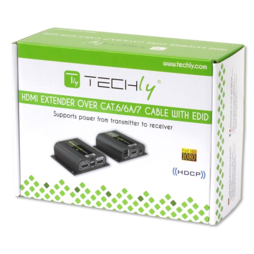 Techly IDATA EXT-E70POED Trasmettitore e Ricevitore AV Full HD 3D fino a 40m con EDID e IR