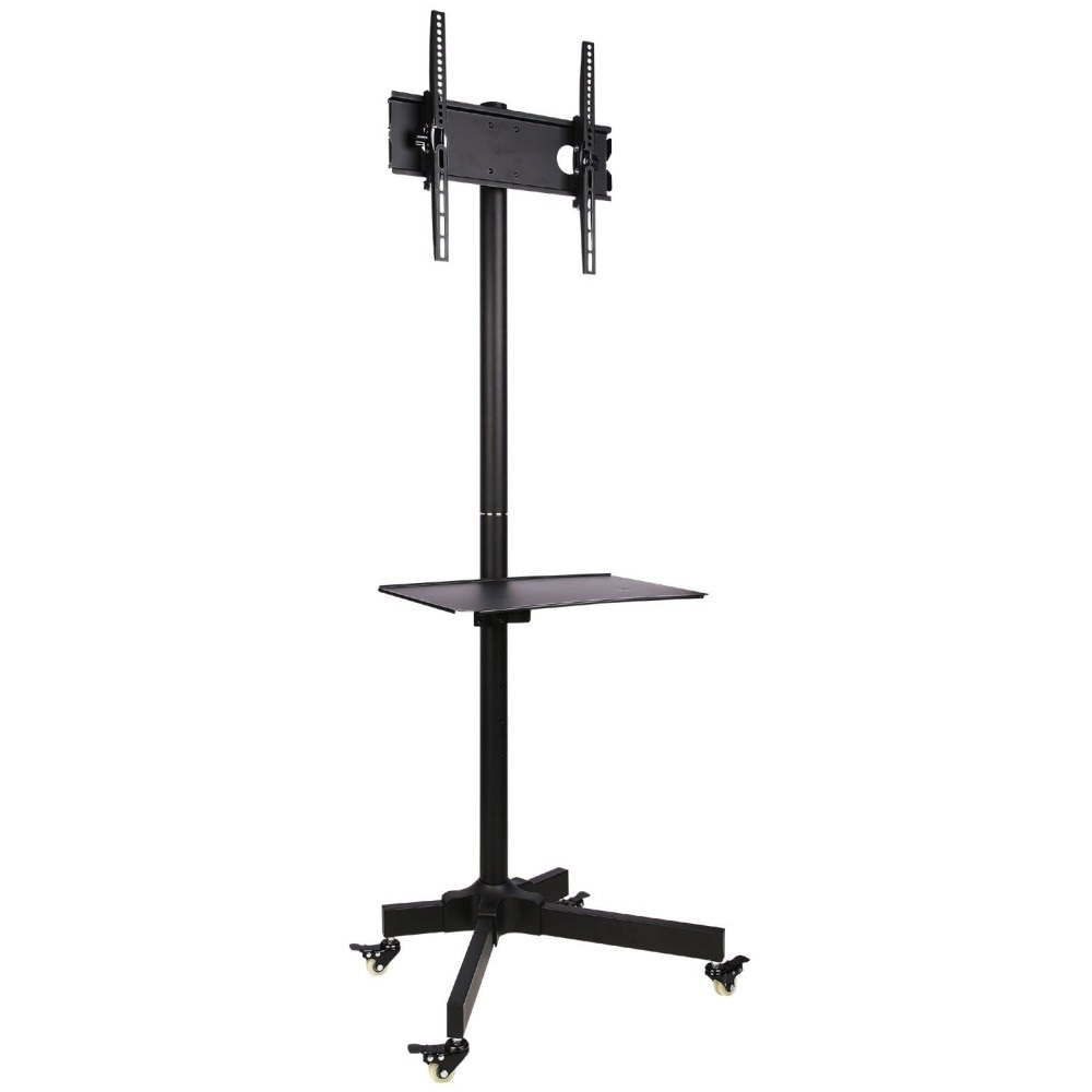 Techly Supporto a Pavimento con Mensola Trolley per TV LCD/LED/Plasma 23''-55'', Portata Massima 25 kg, VESA fino a 400x400, Colore Nero