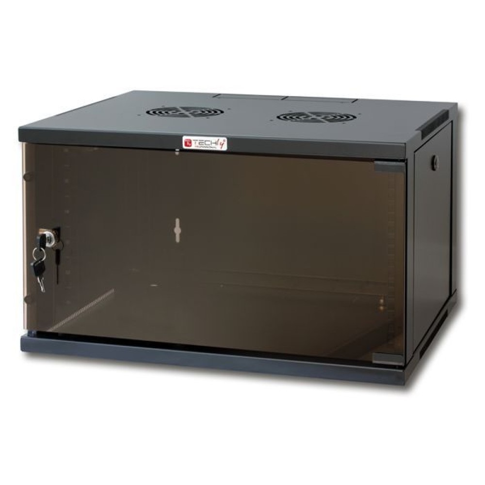 Techly I-CASE ER-1006B60 Armadio Rack 19'' 6U da Parete Nero con Porta in Vetro Temprato