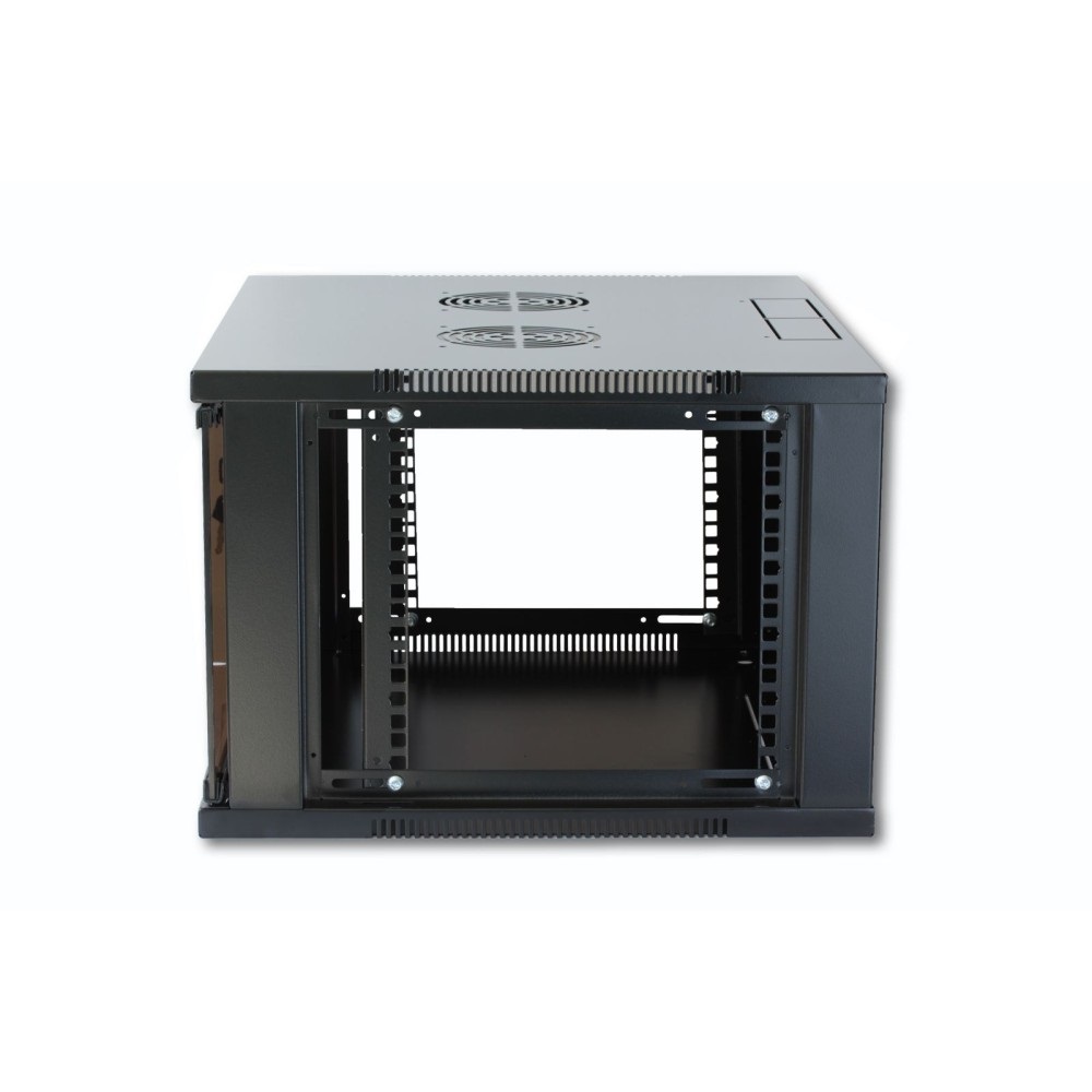 Techly I-CASE ER-1006B60 Armadio Rack 19'' 6U da Parete Nero con Porta in Vetro Temprato
