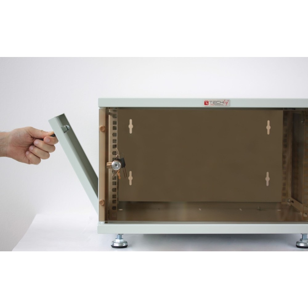 Techly I-CASE ER-1006B60 Armadio Rack 19'' 6U da Parete Nero con Porta in Vetro Temprato