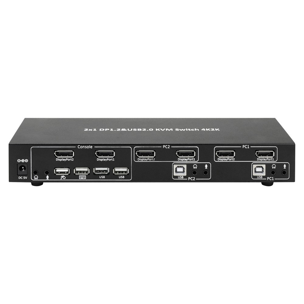 Techly IDATA DP-KVM2 Switch KVM 2 Porte DisplayPort 1.2 per Doppio Monitor - 4K Ultra HD