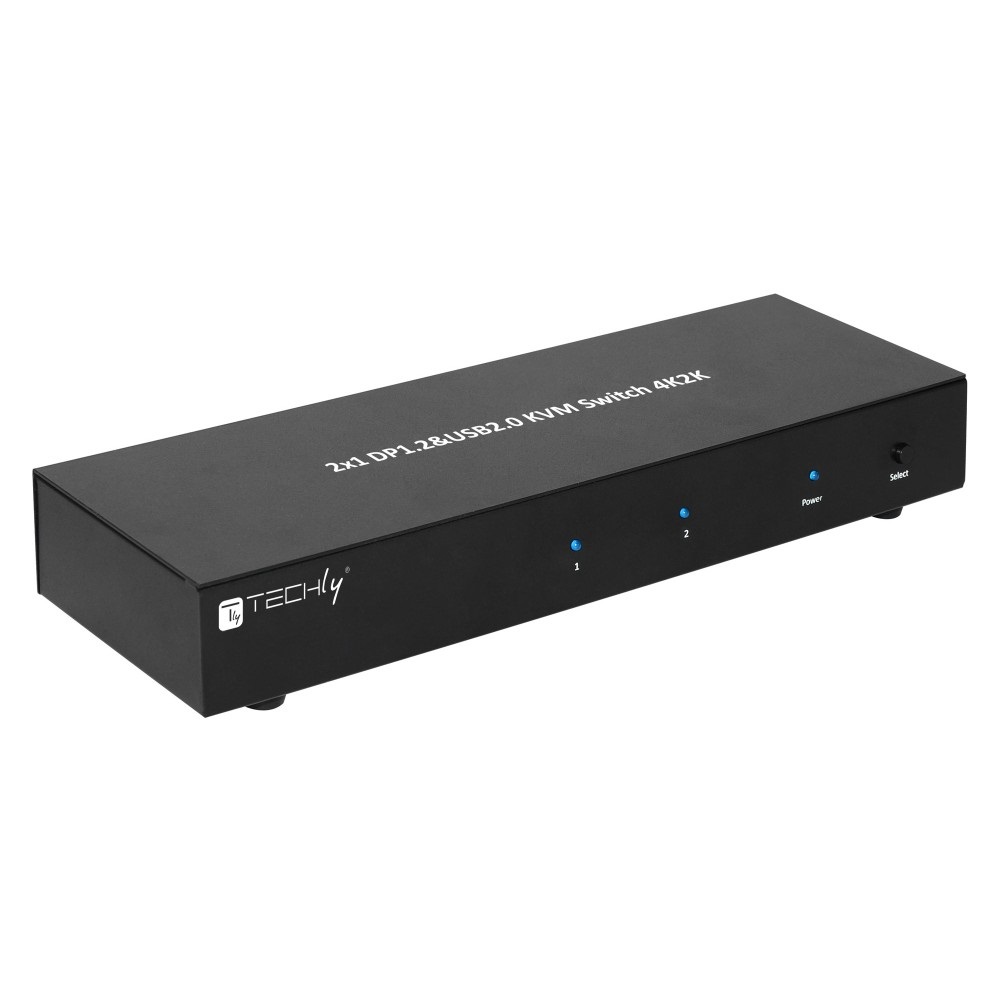 Techly IDATA DP-KVM2 Switch KVM 2 Porte DisplayPort 1.2 per Doppio Monitor - 4K Ultra HD
