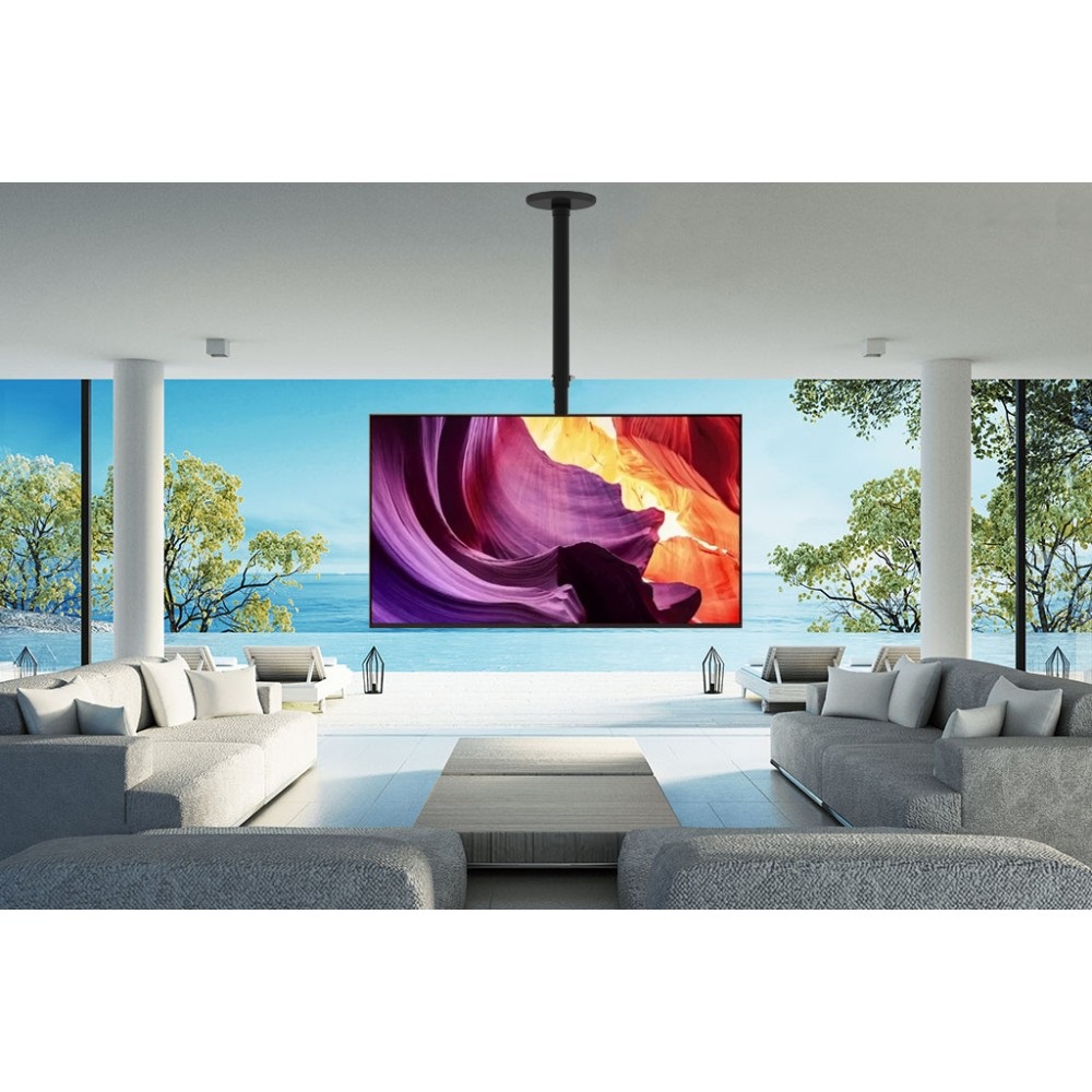 Techly ICA-CPLB 906 Staffa Telescopica per TV LED/LCD a Soffitto 23-37'' Nero - Inclinazione /- 15°, Rotazione 360°, Regolabile in Altezza