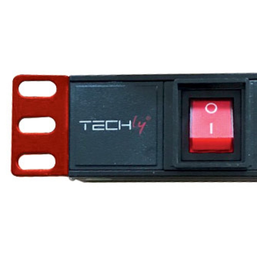 Techly Rack Power Strip 1U - Barra di alimentazione 8x Schuko/UNEL, Cavo 3m, 16A
