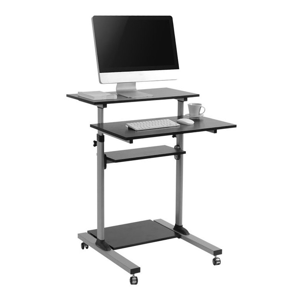 Techly ICA-TB TPM-3 Carrello Ergonomico Altezza Regolabile Nero e Argento con Mensole