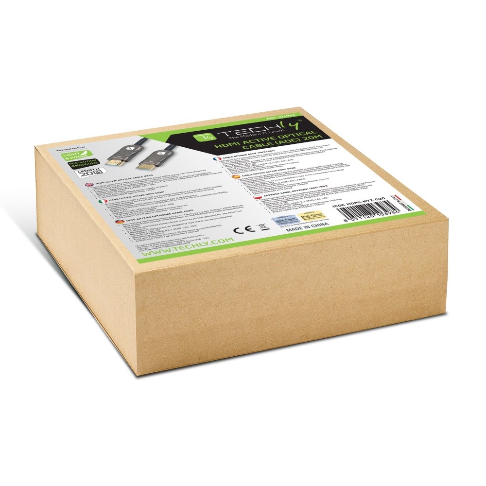 Techly ICOC HDMI-HY2-020 Cavo Ottico Attivo HDMI™ 2.0 AOC 4K 18Gbps 20m HDMI A/A M/M Nero