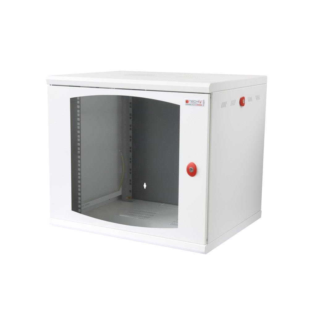 Techly I-CASE EW-2010WH5 Armadio Rack 19'' a muro 10U prof. 500mm Bianco con porta in vetro temprato