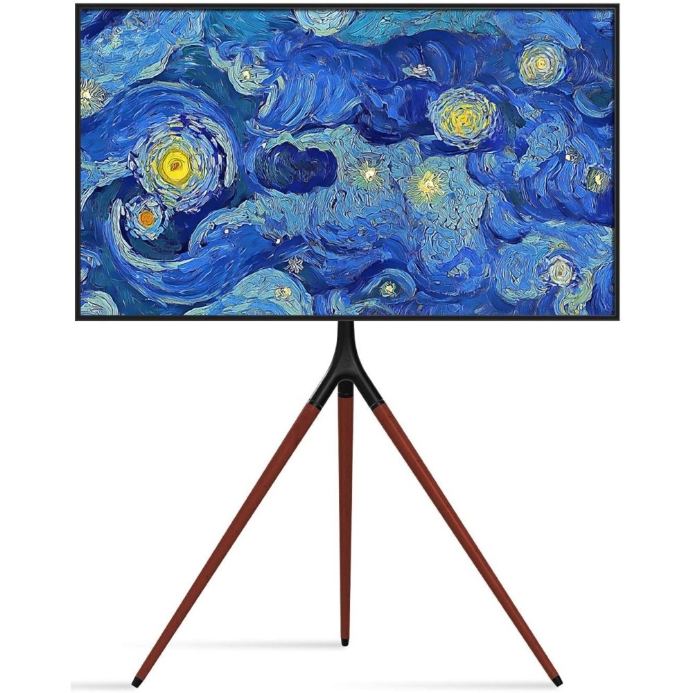 Techly Supporto a Pavimento Cavalletto per TV LCD/LED/Plasma 45-65'' Noce Scuro - Design Artistico, VESA 600x400, Max 35 kg