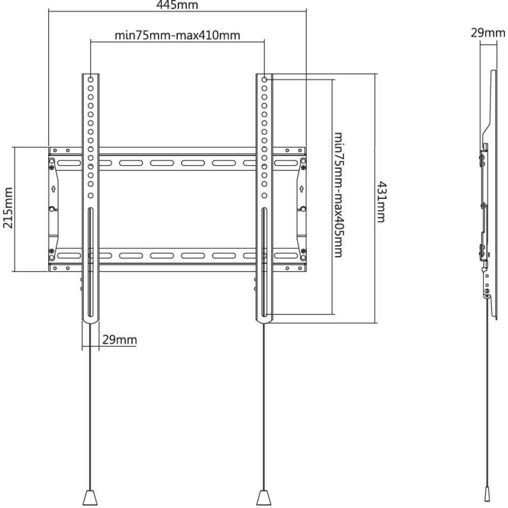 Techly Supporto Fisso Pieghevole per TV LED/LCD 32-70'' - Capacità fino a 70 kg