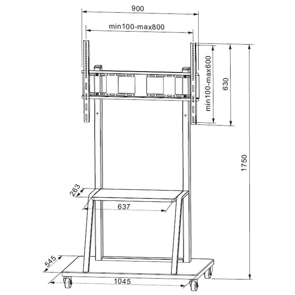 Techly Supporto a Pavimento con Mensola per TV LCD/LED/Plasma 55-100