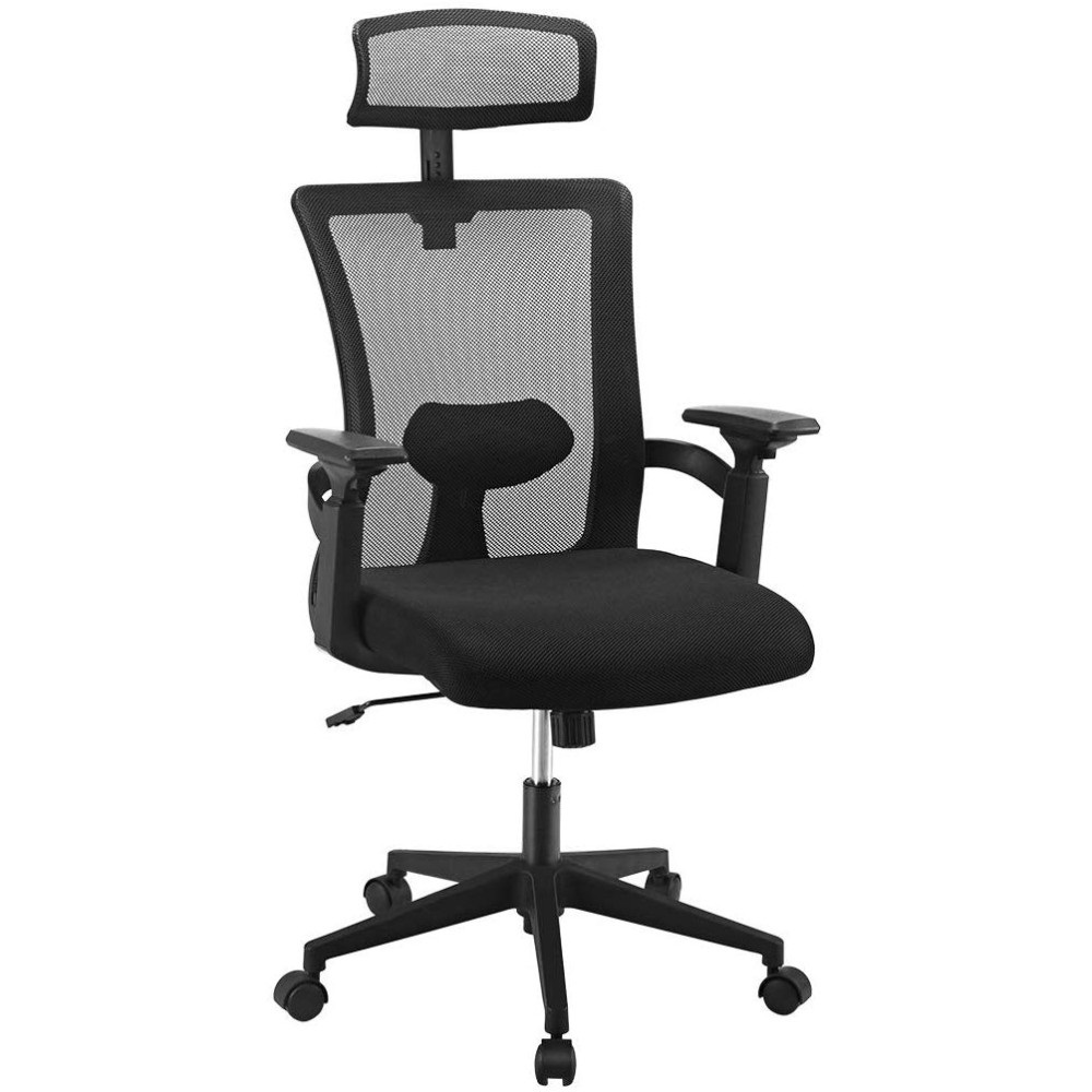 Techly Sedia per Ufficio ICA-CT MC016 con Schienale Alto e Poggiatesta Regolabile Nero