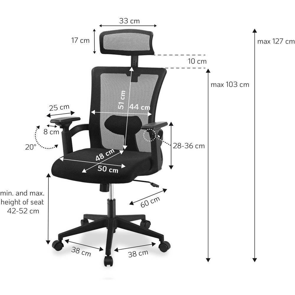 Techly Sedia per Ufficio ICA-CT MC016 con Schienale Alto e Poggiatesta Regolabile Nero