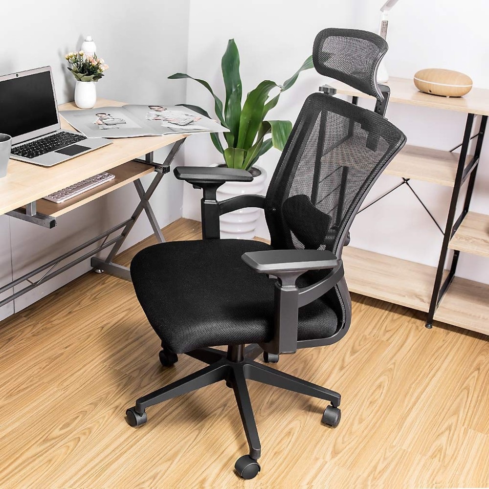 Techly Sedia per Ufficio ICA-CT MC016 con Schienale Alto e Poggiatesta Regolabile Nero