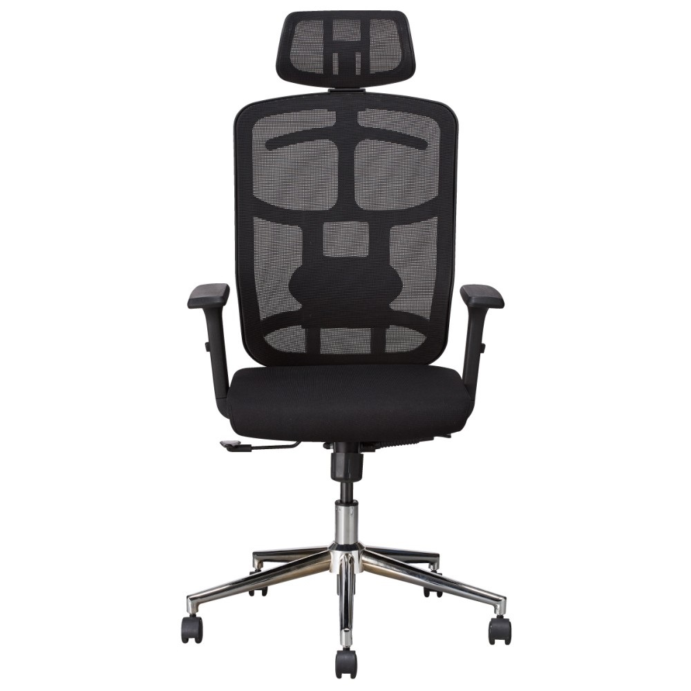 TECHLY Sedia per Ufficio Alta con Poggiatesta e Base Cromata Nero - Modello ICA-CT MC020