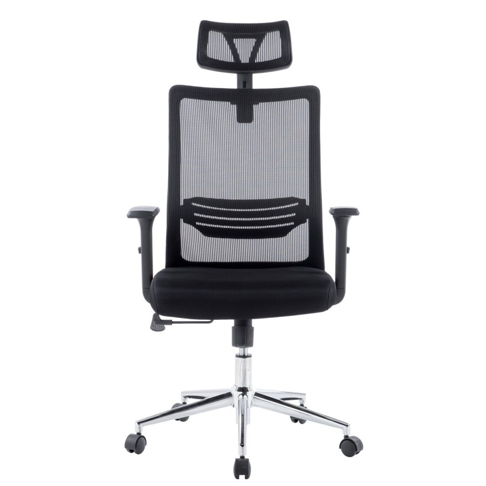 Techly Sedia per Ufficio ICA-CT MC021 con Schienale Alto, Poggiatesta Regolabile, Base Cromata e Seduta Imbottita - Nero