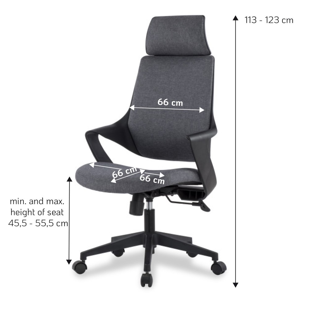 TECHLY Sedia per Ufficio con Schienale Alto Imbottito Grigio - Design Moderno